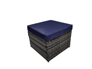 English Elm Outdoor Hand-woven Pe Rattan 6 Piece Patio Sectional Set with Aluminum Frame Dark Blue W874S00090