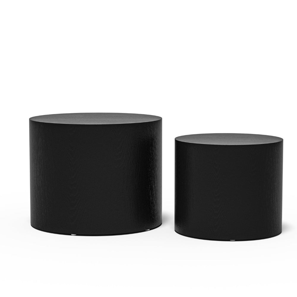 English Elm Mdf Black Oak Veneer Nesting Tables Set of 2 for Living Room Bedroom or Office W87640121