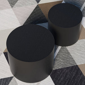 English Elm Mdf Black Oak Veneer Nesting Tables Set of 2 for Living Room Bedroom or Office W87640121