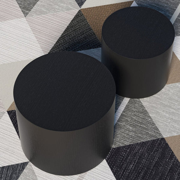 English Elm Mdf Black Oak Veneer Nesting Tables Set of 2 for Living Room Bedroom or Office W87640121