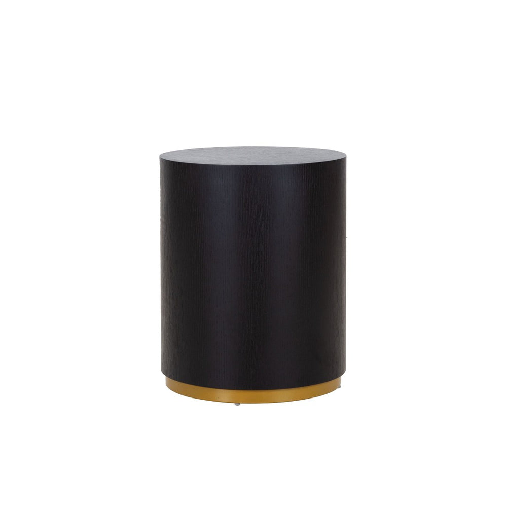 English Elm Round Matte Black Mdf Side Table Fully Assembled Industrial Accent for Living Room W87649324