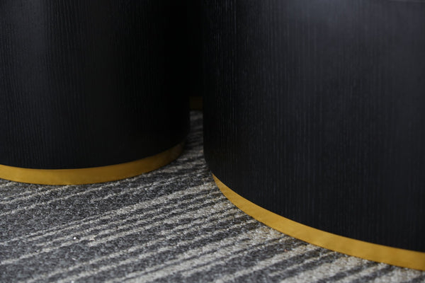 English Elm Round Matte Black Mdf Side Table Fully Assembled Industrial Accent for Living Room W87649324