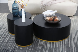 English Elm Round Matte Black Mdf Side Table Fully Assembled Industrial Accent for Living Room W87649324
