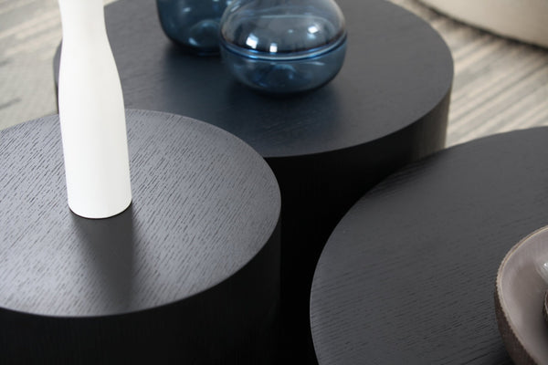 English Elm Round Matte Black Mdf Side Table Fully Assembled Industrial Accent for Living Room W87649324