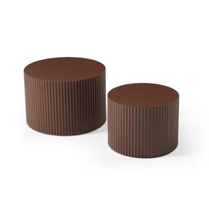 English Elm Nesting Round Coffee Table Set of 2 Smoky Dark Brown MDF for Living Room W87682180