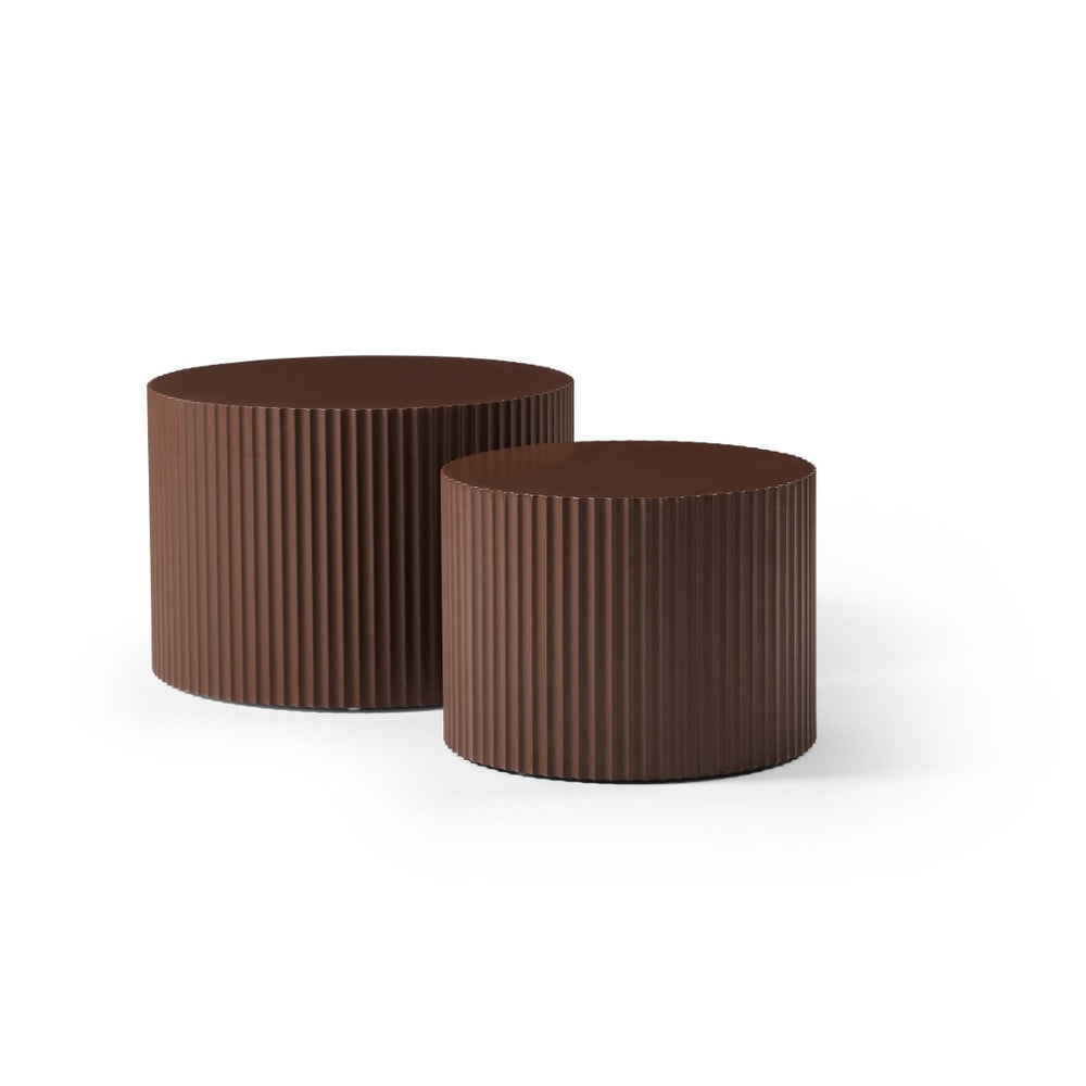 English Elm Nesting Round Coffee Table Set of 2 Smoky Dark Brown MDF for Living Room W87682180