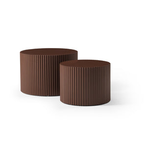 English Elm Nesting Round Coffee Table Set of 2 Smoky Dark Brown MDF for Living Room W87682180