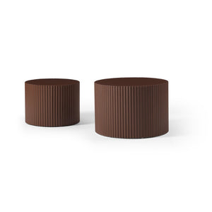 English Elm Nesting Round Coffee Table Set of 2 Smoky Dark Brown MDF for Living Room W87682180
