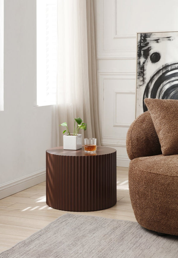 English Elm Nesting Round Coffee Table Set of 2 Smoky Dark Brown MDF for Living Room W87682180