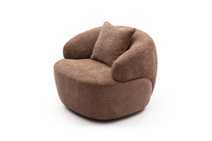 English Elm 360° Swivel Boucle Cloud Chair Sculptural Curved Seat for Living Room or Office W87691483