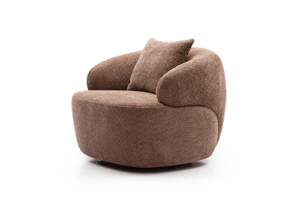 English Elm 360° Swivel Boucle Cloud Chair Sculptural Curved Seat for Living Room or Office W87691483