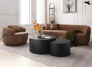 English Elm 360° Swivel Boucle Cloud Chair Sculptural Curved Seat for Living Room or Office W87691483