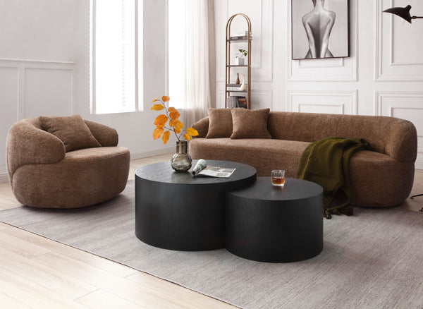 English Elm 360° Swivel Boucle Cloud Chair Sculptural Curved Seat for Living Room or Office W87691483