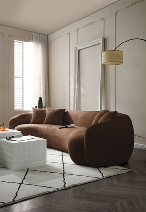 English Elm 102 Inch Curved Boucle Sectional Sofa Five Seat Half Moon Mid Century Modern Lounge W87694860