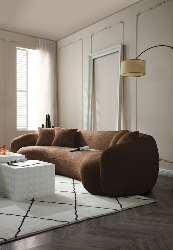 English Elm 102 Inch Curved Boucle Sectional Sofa Five Seat Half Moon Mid Century Modern Lounge W87694860