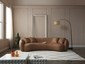 English Elm 102 Inch Curved Boucle Sectional Sofa Five Seat Half Moon Mid Century Modern Lounge W87694860