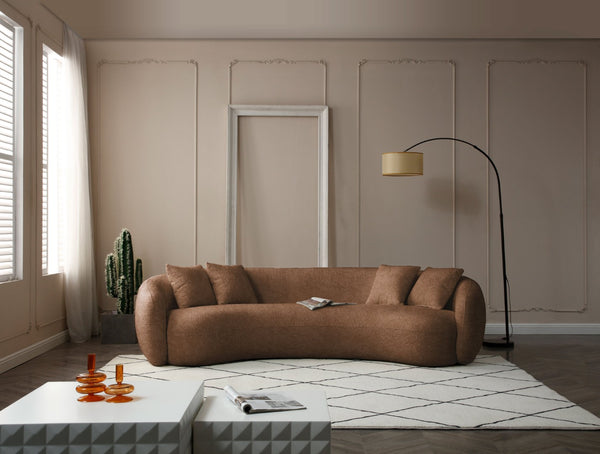 English Elm 102 Inch Curved Boucle Sectional Sofa Five Seat Half Moon Mid Century Modern Lounge W87694860