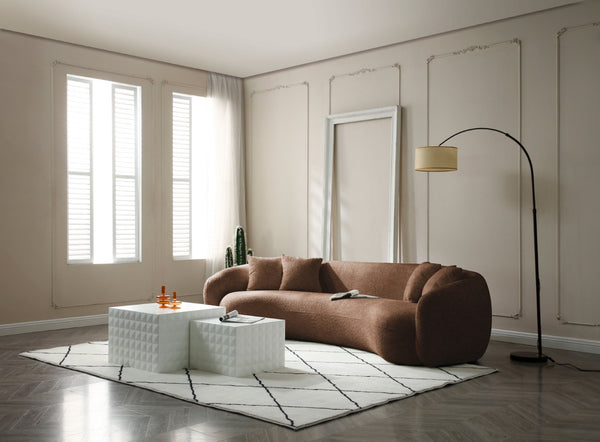 English Elm 102 Inch Curved Boucle Sectional Sofa Five Seat Half Moon Mid Century Modern Lounge W87694860
