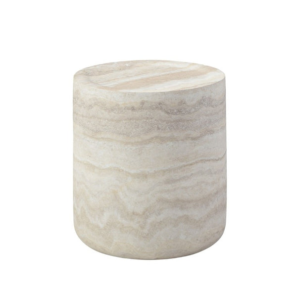 English Elm 15.75 Inch Round Faux Travertine Fiberglass Coffee Table Fully Assembled Living Room W876P511721