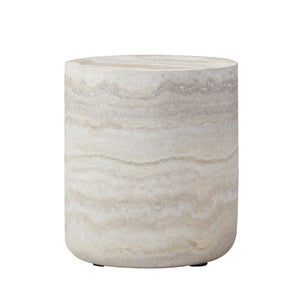 English Elm 15.75 Inch Round Faux Travertine Fiberglass Coffee Table Fully Assembled Living Room W876P511721