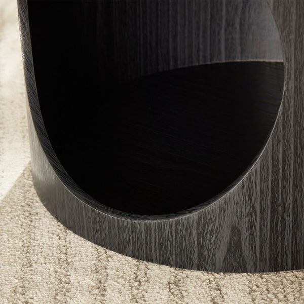 English Elm Cat Nest Cylindrical Nesting Tables Matte Wood Grain MDF Set for Modern Living Rooms Black W876P540337