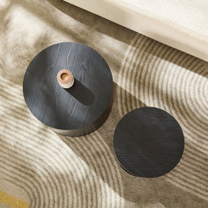 English Elm Cat Nest Cylindrical Nesting Tables Matte Wood Grain MDF Set for Modern Living Rooms Black W876P540337
