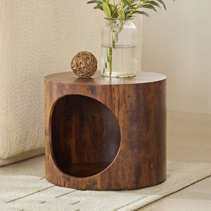 English Elm Cat Nest Cylindrical Nesting Tables Wood Grain MDF Set for Living Room Pet Retreat W876P540344