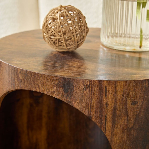 English Elm Cat Nest Cylindrical Nesting Tables Wood Grain MDF Set for Living Room Pet Retreat W876P540344