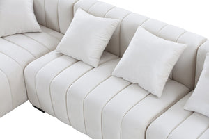 English Elm 139'' Velvet Sectional Sofa with Channel Tufting and Left Chaise for Living Rooms W876S00048