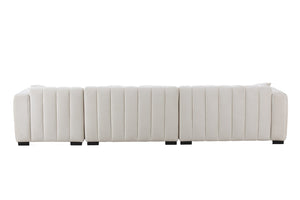 English Elm 139'' Velvet Sectional Sofa with Channel Tufting and Left Chaise for Living Rooms W876S00048
