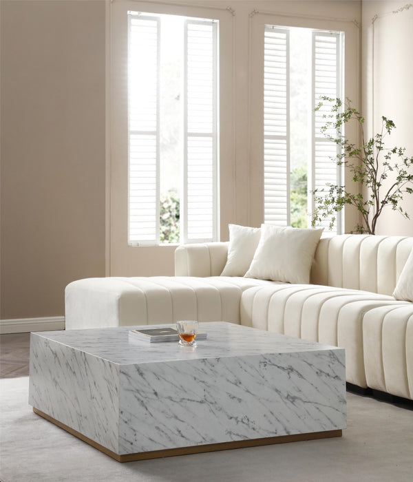 English Elm 139'' Velvet Sectional Sofa with Channel Tufting and Left Chaise for Living Rooms W876S00048
