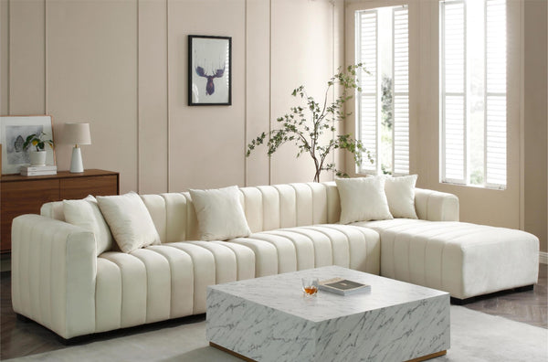 English Elm L-shape Velvet Sectional with Channel Tufting Modular Chaise for Glam Living Rooms W876S00050