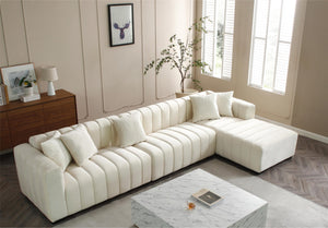 English Elm L-shape Velvet Sectional with Channel Tufting Modular Chaise for Glam Living Rooms W876S00050