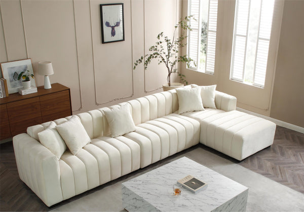 English Elm L-shape Velvet Sectional with Channel Tufting Modular Chaise for Glam Living Rooms W876S00050