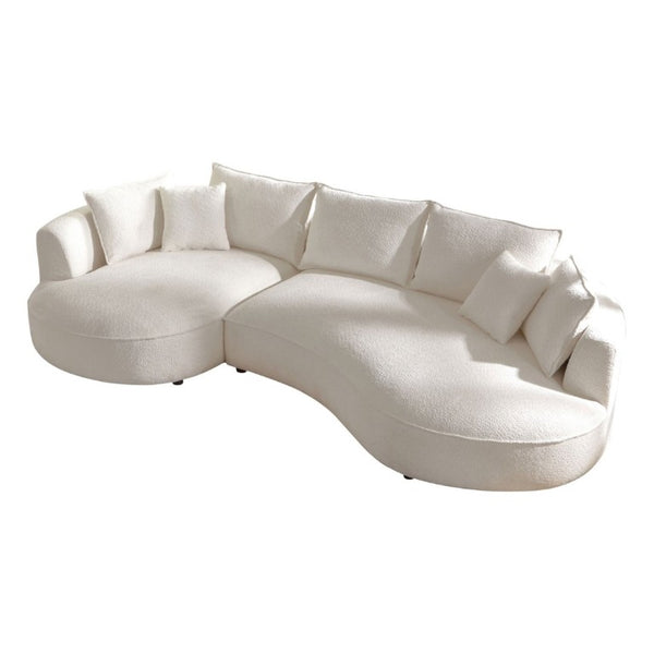 English Elm Curved Boucle Sectional Sofa Five Seat Cloud Design for Modern Living Rooms W876S00129