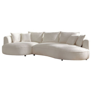 English Elm Curved Boucle Sectional Sofa Five Seat Cloud Design for Modern Living Rooms W876S00129