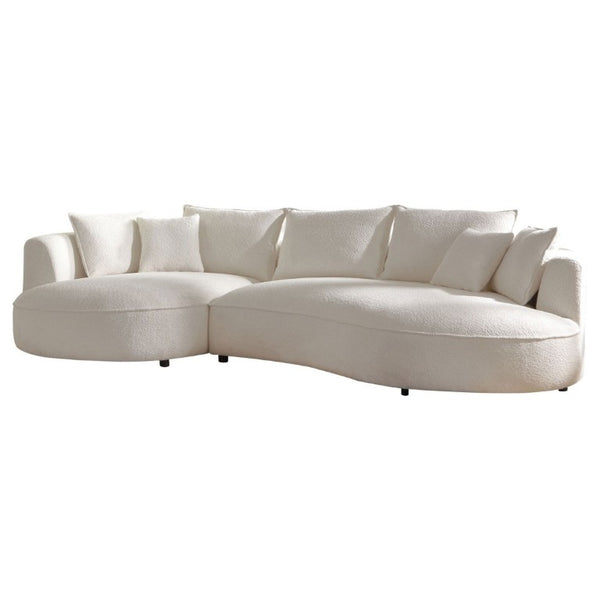 English Elm Curved Boucle Sectional Sofa Five Seat Cloud Design for Modern Living Rooms W876S00129