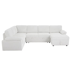English Elm Oversized Modular Corduroy Sectional Sleeper Sofa with Storage for Living Spaces W876S00233