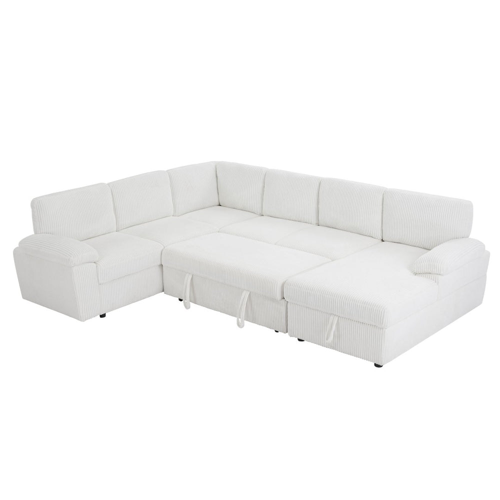 English Elm Oversized Modular Corduroy Sectional Sleeper Sofa with Storage for Living Spaces W876S00233