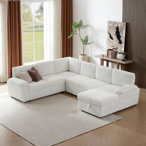 English Elm Oversized Modular Corduroy Sectional Sleeper Sofa with Storage for Living Spaces W876S00233