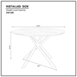 English Elm 47.25'' Round Mdf Coffee Table with Matte Black Iron Cross Legs for Modern Living Rooms W876S00248