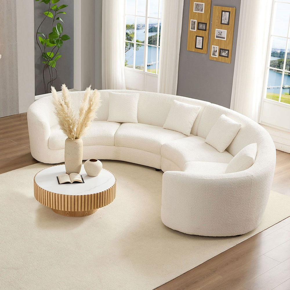 English Elm Classic Boucle Modular Sofa Two Piece Curved Tight Back Design for Living Room W876S00325