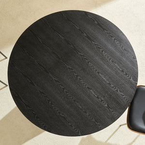 English Elm 47.24'' Round Dining Table Seats Four with Black Mdf Top and Brushed Gold Pedestal Base W876S00344
