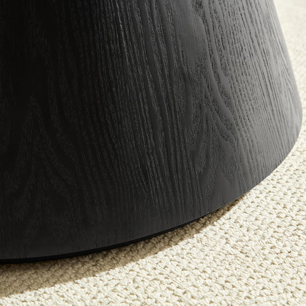 English Elm 47.24'' Round Dining Table Seats Four with Black Mdf Top and Brushed Gold Pedestal Base W876S00344