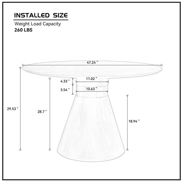 English Elm 47.24'' Round Dining Table Seats Four with Black Mdf Top and Brushed Gold Pedestal Base W876S00344