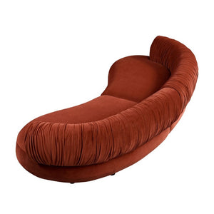 English Elm 102.36 Curved Sectional Sofa Velvet Pleated Arc Silhouette for Modern Living Rooms Orange-Red W876S00353