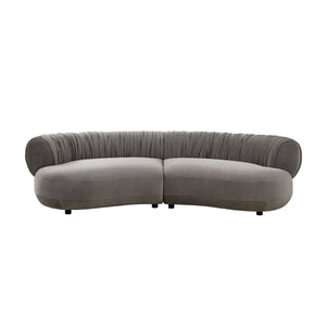 English Elm 102.36 Curved Sectional Sofa Velvet Pleated Arc Silhouette for Modern Living Rooms Gray W876S00354