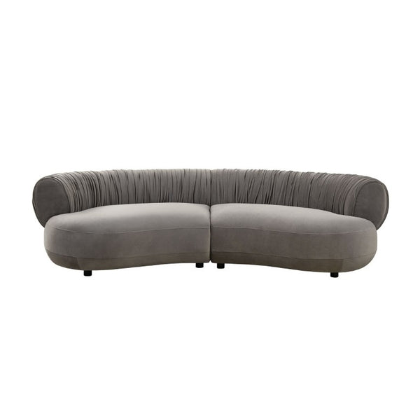 English Elm 102.36 Curved Sectional Sofa Velvet Pleated Arc Silhouette for Modern Living Rooms Gray W876S00354