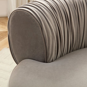 English Elm 102.36 Curved Sectional Sofa Velvet Pleated Arc Silhouette for Modern Living Rooms Gray W876S00354