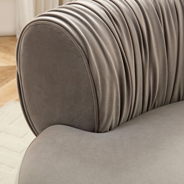English Elm 102.36 Curved Sectional Sofa Velvet Pleated Arc Silhouette for Modern Living Rooms Gray W876S00354